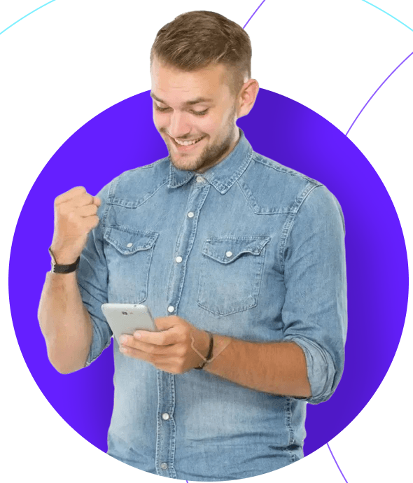 A trader celebrating a good session on his phone